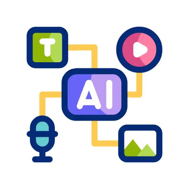 Ícone de um robô com microfone, simbolizando inteligência artificial com capacidade de voz.